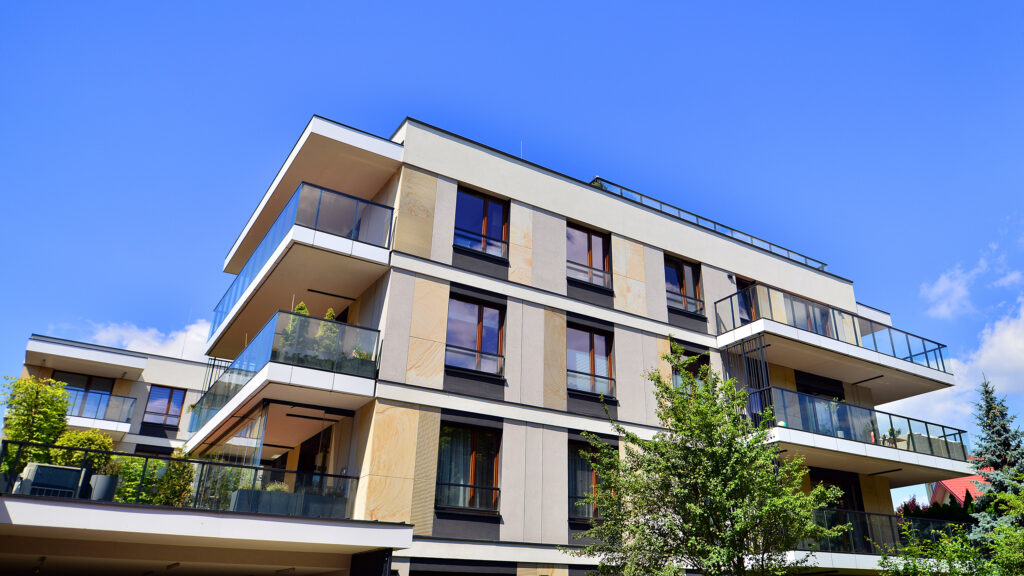 Modern apartment building facade, new apartment buildings exteri